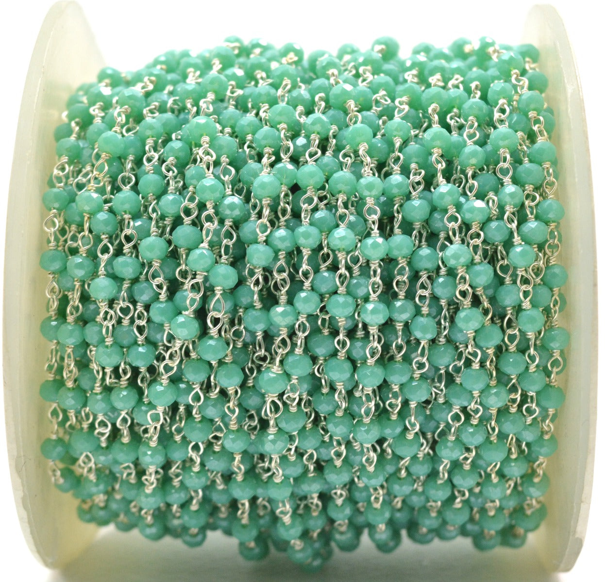 925 Silver Gold Rosary Chain with Stone - 3mm