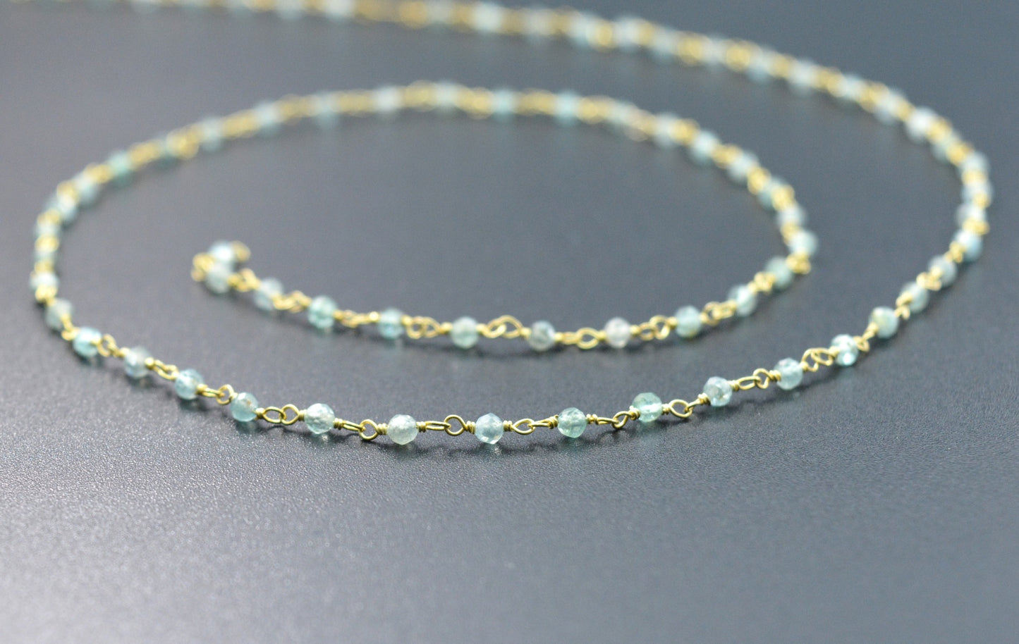 Delicate Rosary Chain - Stone 925 Gold Silver 3mm