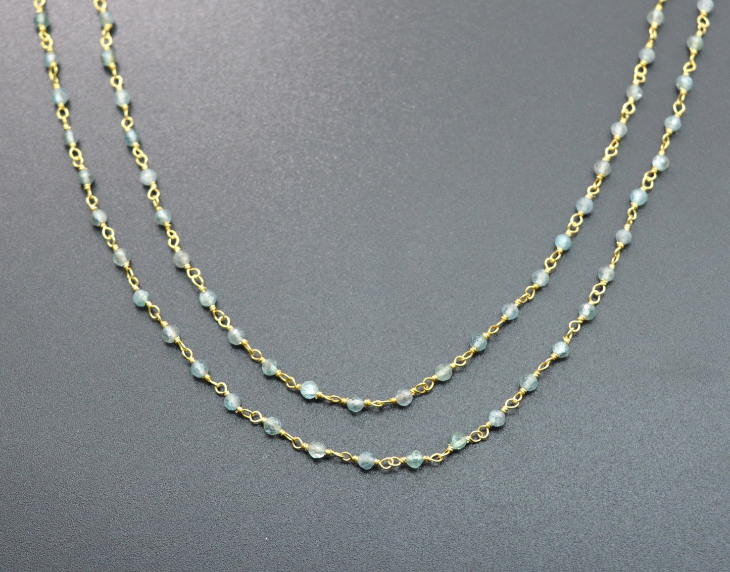 Delicate Rosary Chain - Stone 925 Gold Silver 3mm