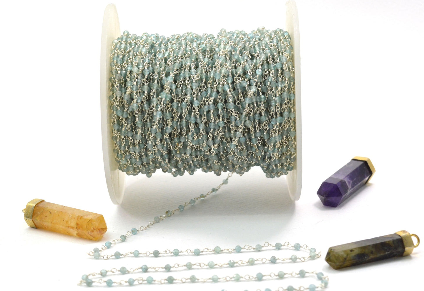 Delicate Rosary Chain - Stone 925 Gold Silver 3mm