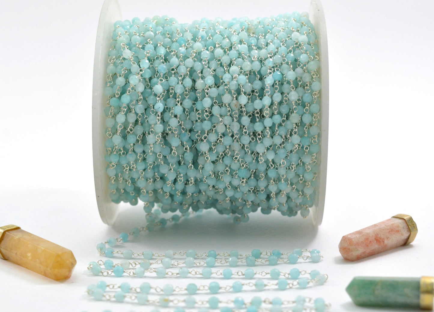 Delicate Rosary Chain - Stone 925 Silver Gold 3.50mm