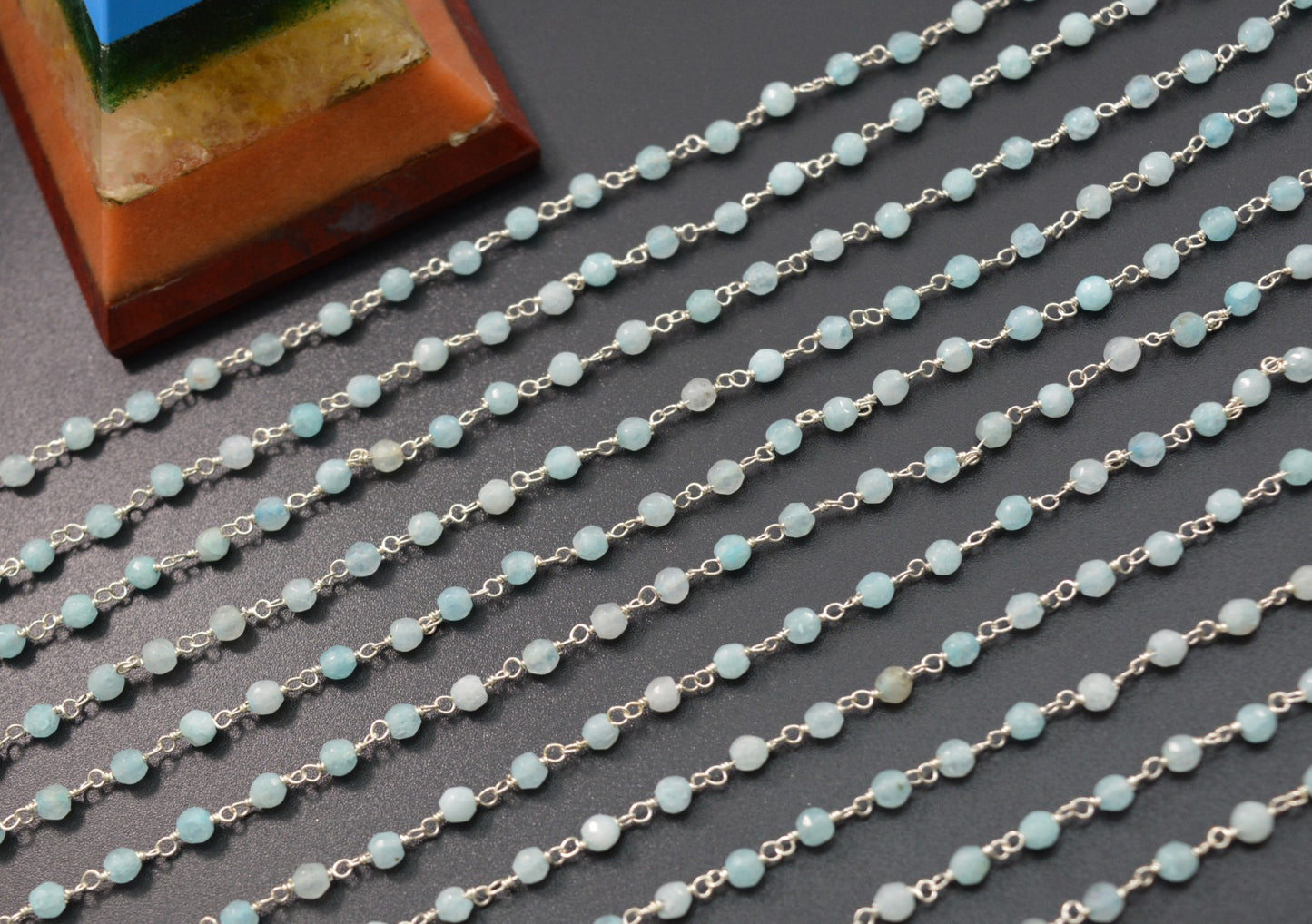 Delicate Rosary Chain - Stone 925 Silver Gold 3.50mm