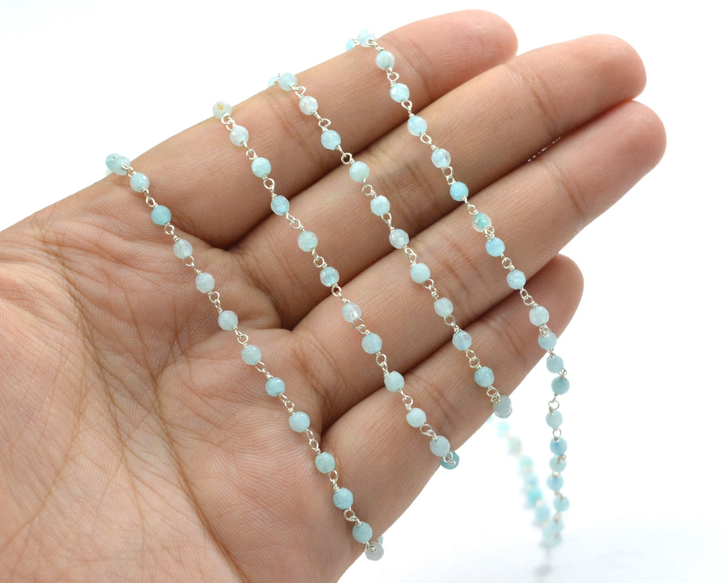 Delicate Rosary Chain - Stone 925 Silver Gold 3.50mm