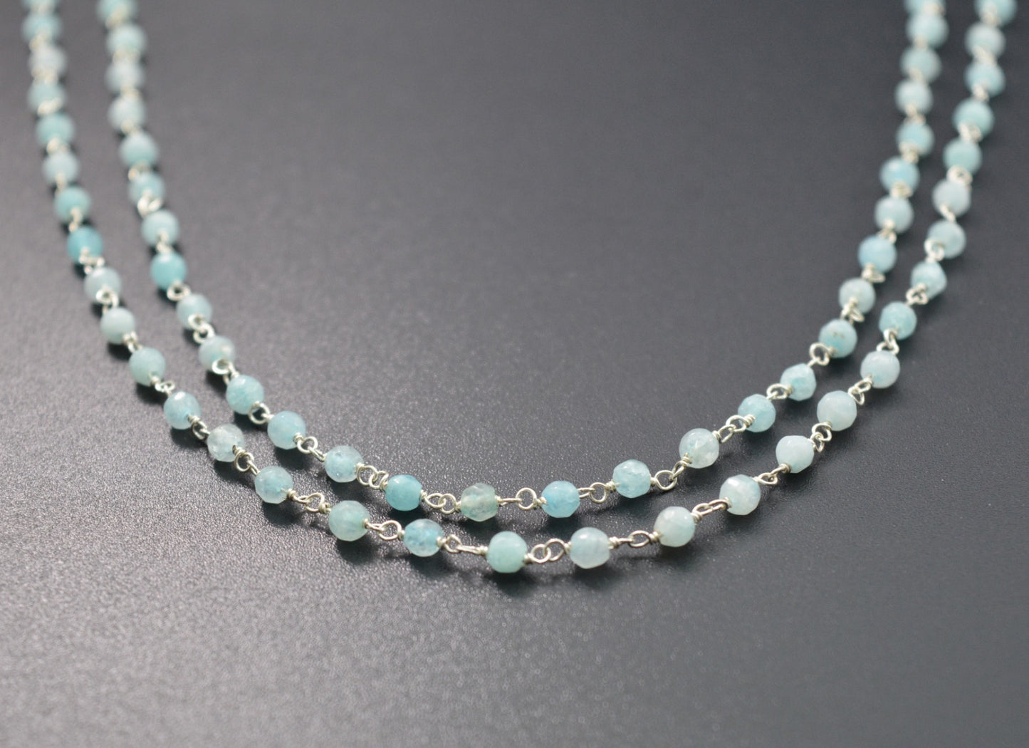 Delicate Rosary Chain - Stone 925 Silver Gold 3.50mm