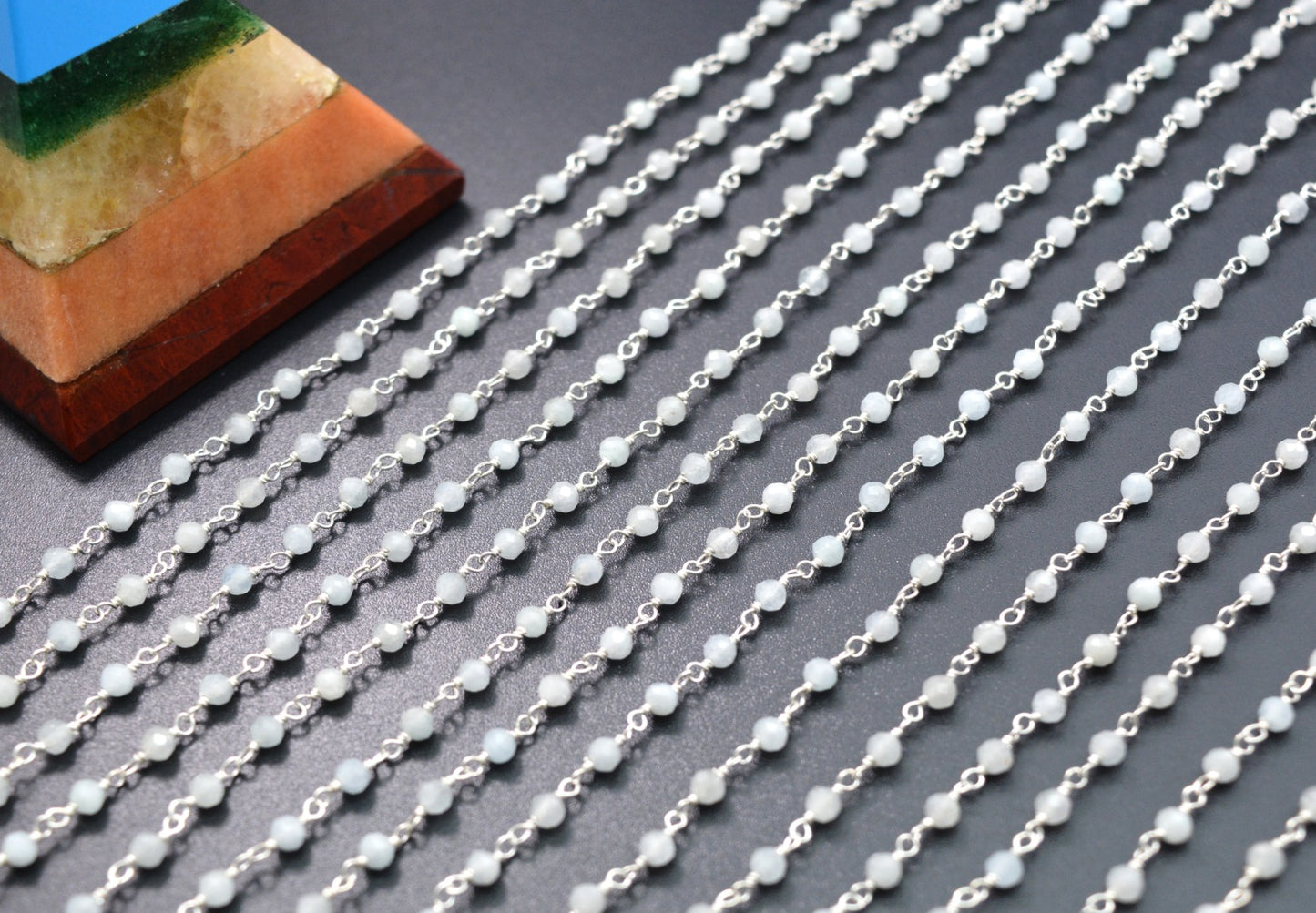 Gorgeous 925 Silver Rosary Chain - Stone 3mm