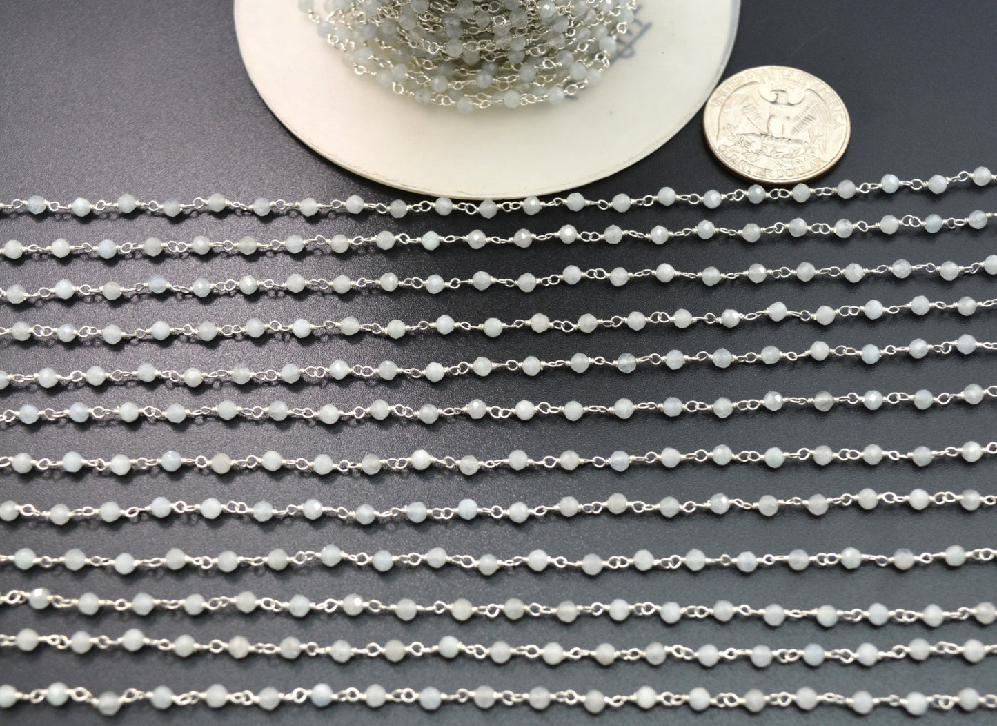 Gorgeous 925 Silver Rosary Chain - Stone 3mm