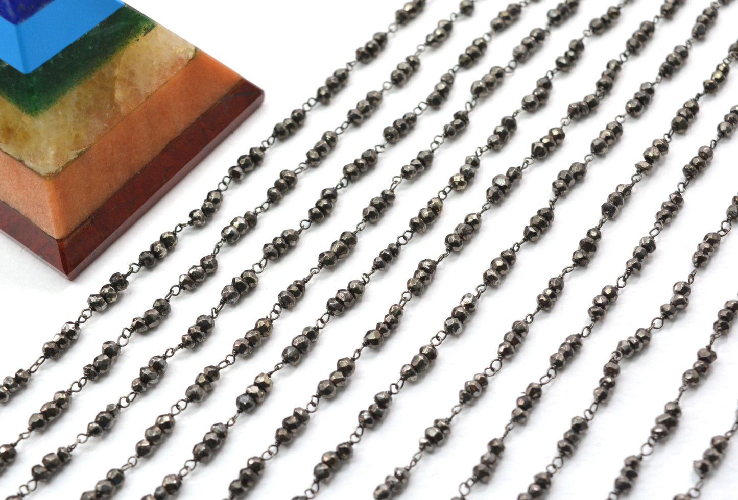 Radiant Rosary Chain - Pyrite 925 Silver Gold 3mm