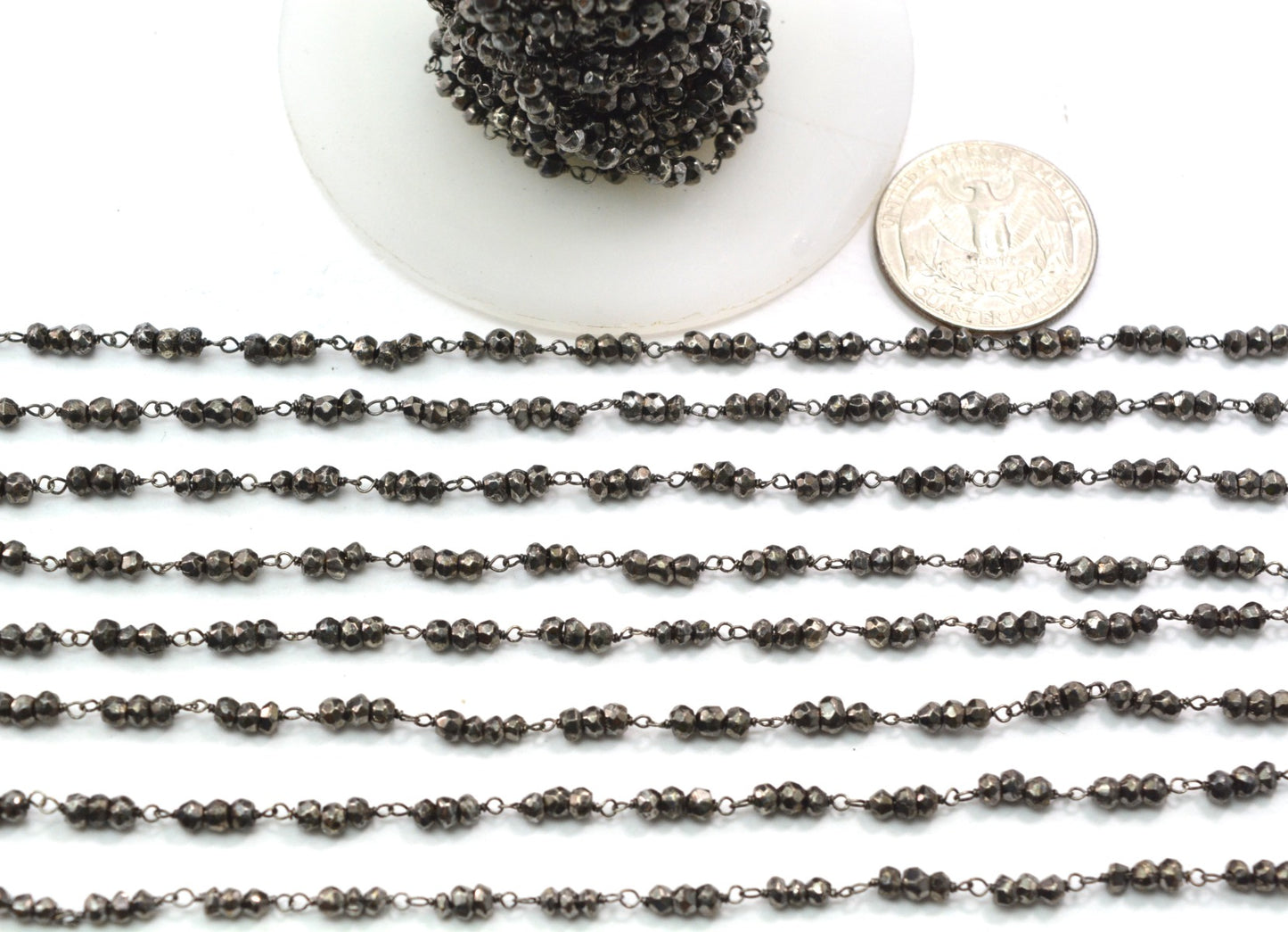 Radiant Rosary Chain - Pyrite 925 Silver Gold 3mm