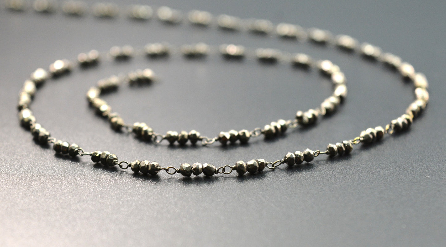 Radiant Rosary Chain - Pyrite 925 Silver Gold 3mm