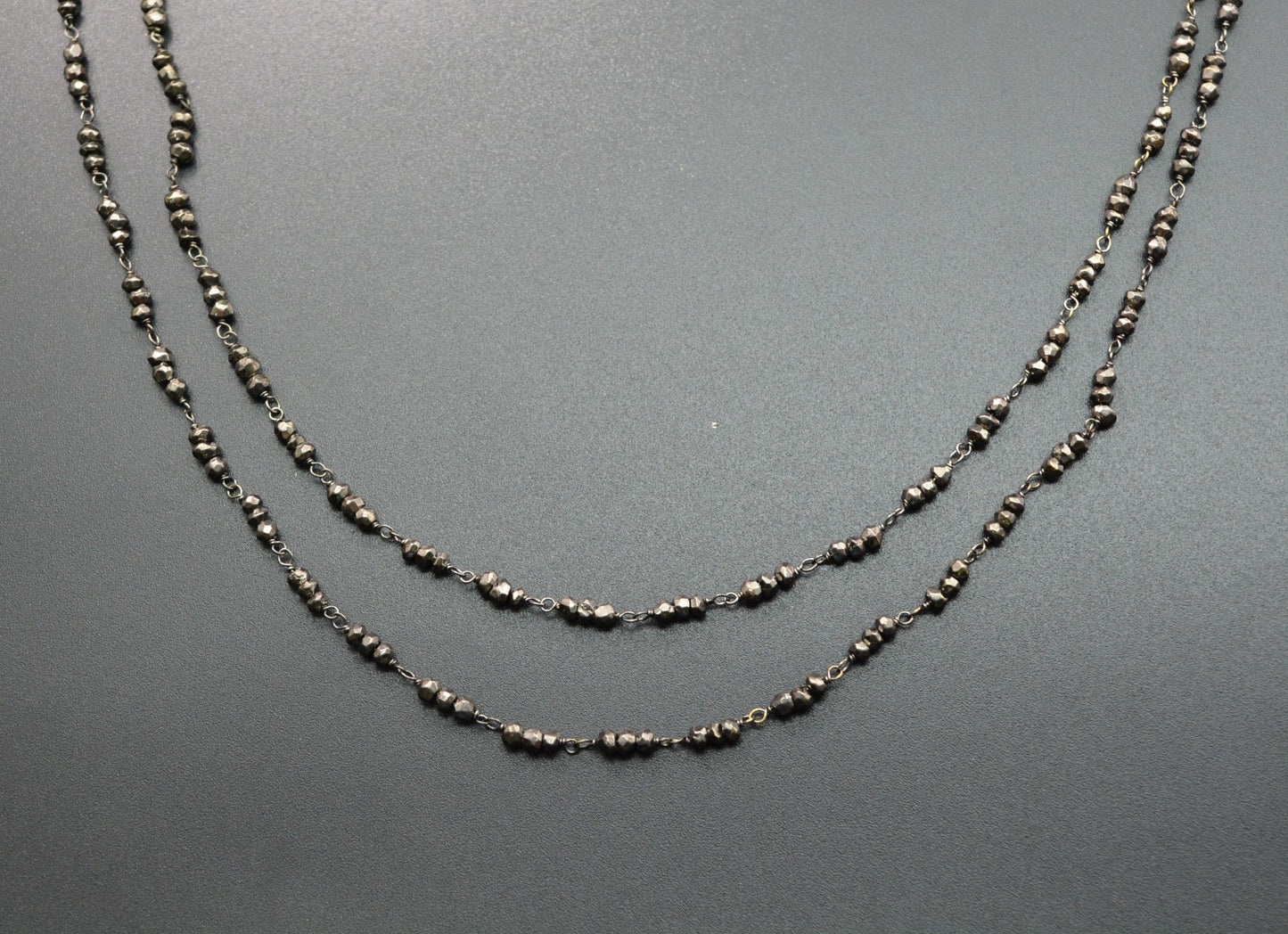 Radiant Rosary Chain - Pyrite 925 Silver Gold 3mm