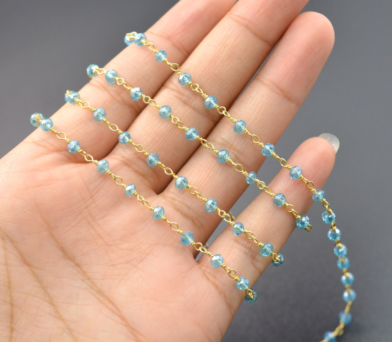 Classic Rosary Chain - Chalcedony 925 Silver 3mm