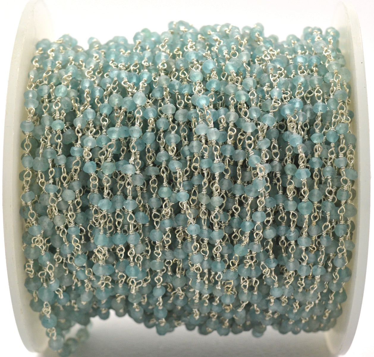 Delicate Stone Rosary Chain in 925 Silver Gold - 3mm