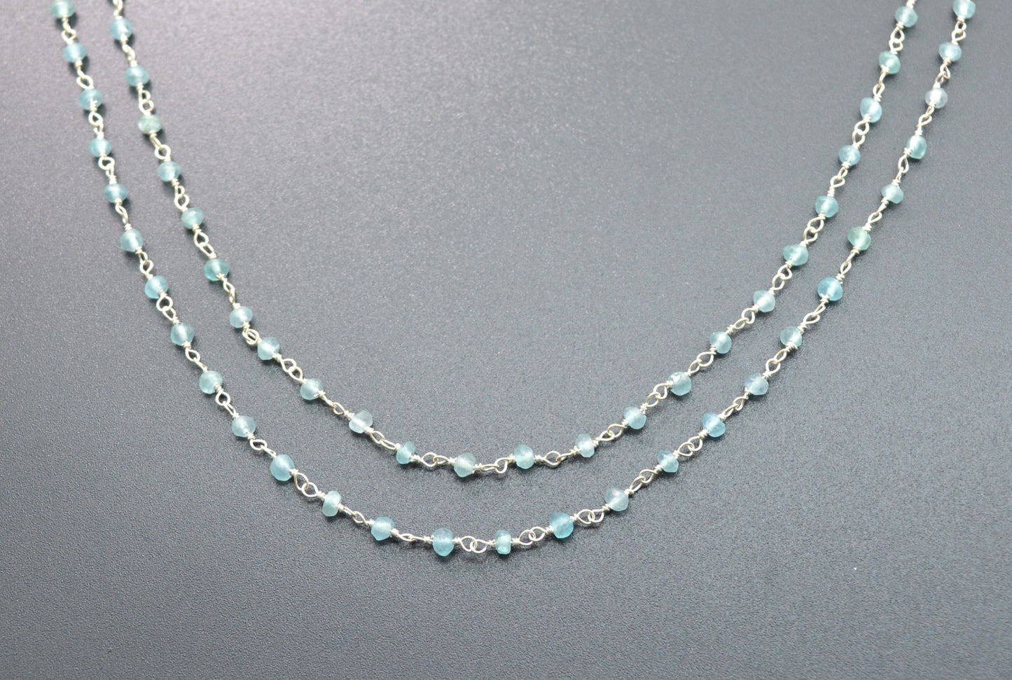 Delicate Stone Rosary Chain in 925 Silver Gold - 3mm