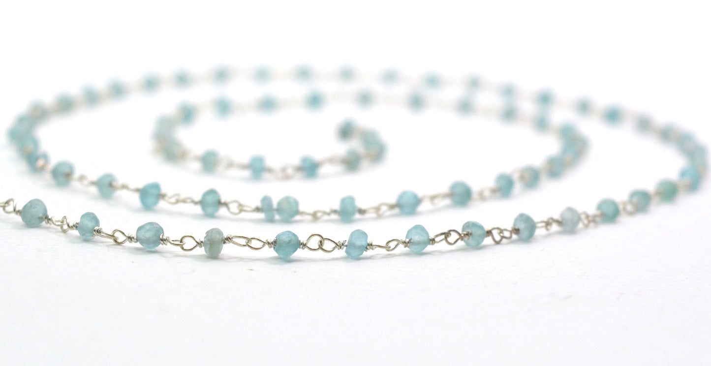 Delicate Stone Rosary Chain in 925 Silver Gold - 3mm