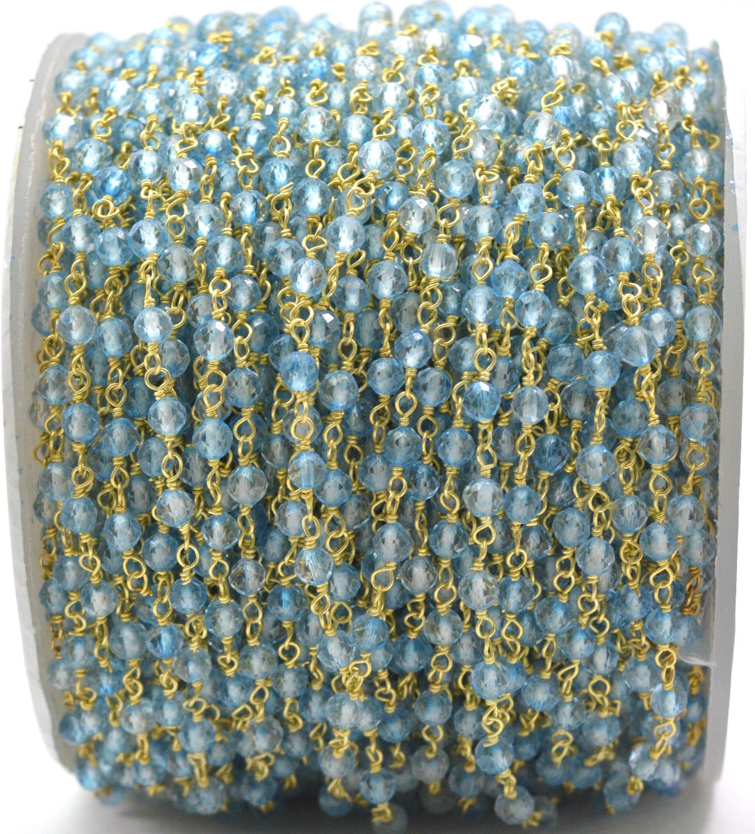 925 Silver Gold Rosary Chain with Chalcedony - 3mm #2