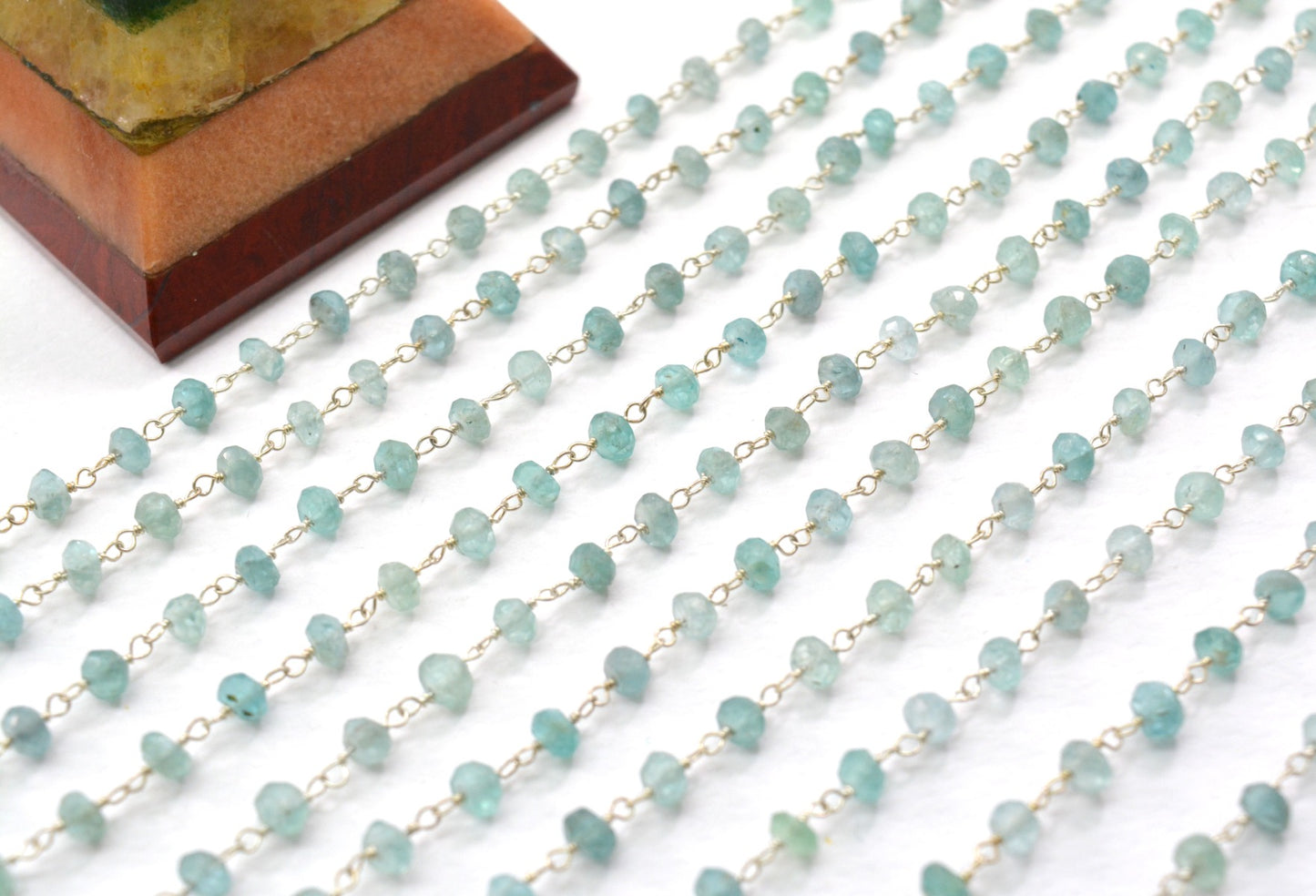 Radiant 925 Gold Silver Rosary Chain - Stone 3mm