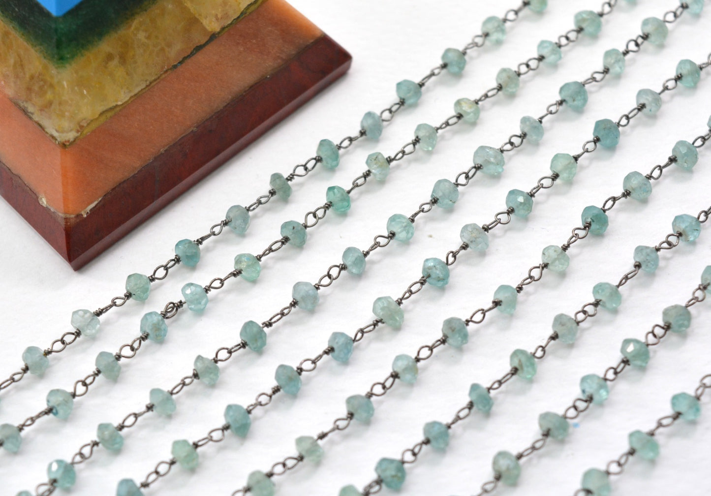 Radiant 925 Gold Silver Rosary Chain - Stone 3mm