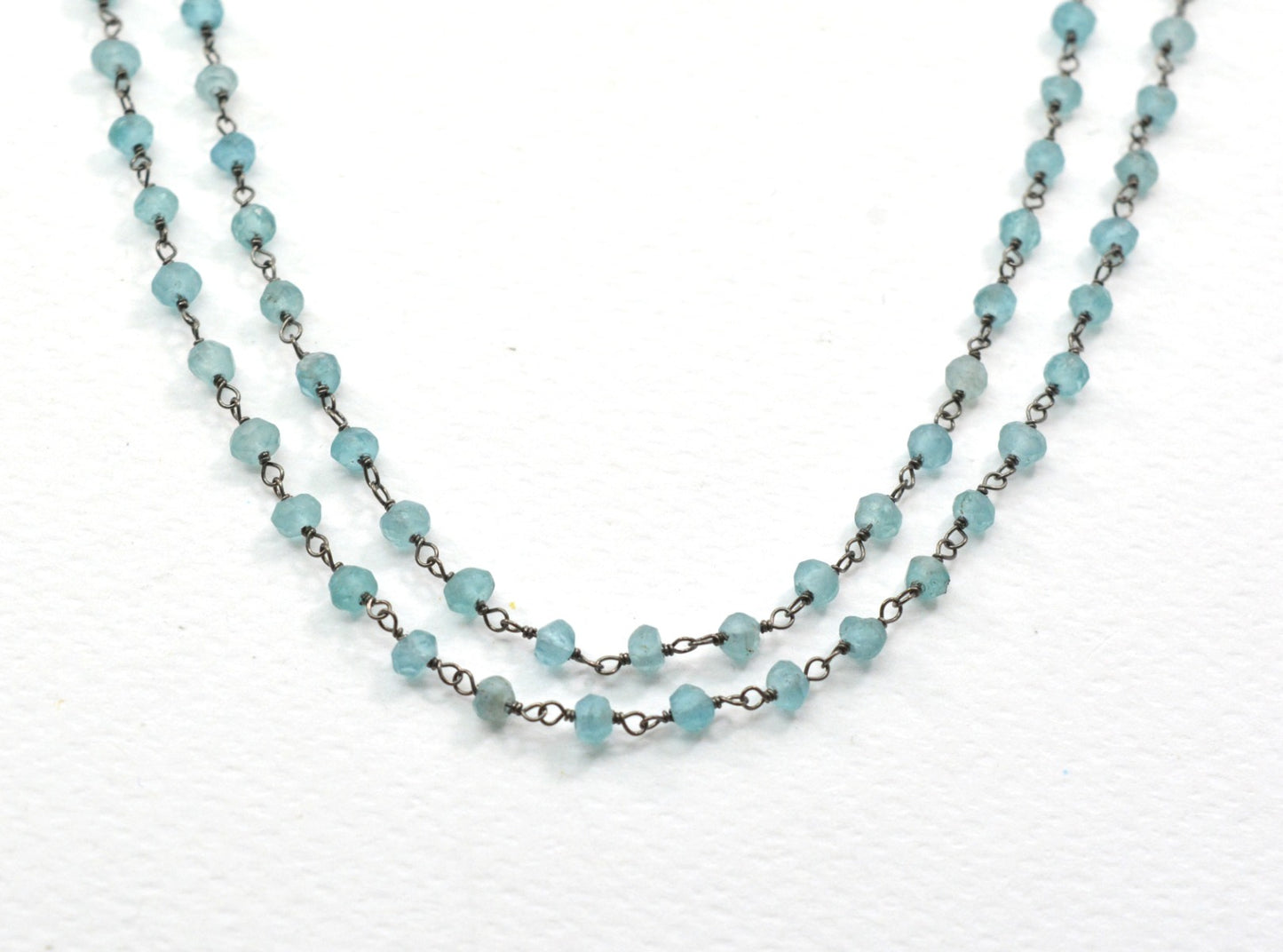 925 Silver Gold Rosary Chain with Stone - 3.50mm #2