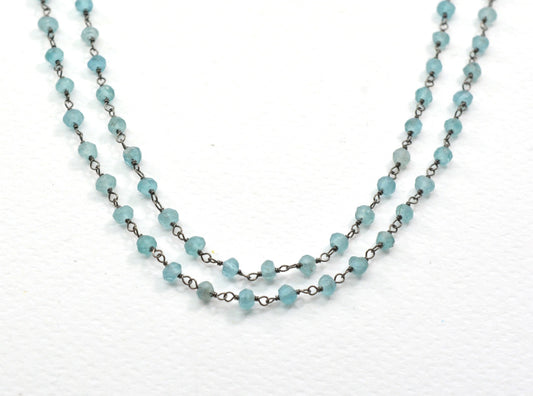 925 Silver Gold Rosary Chain with Stone - 3.50mm #2