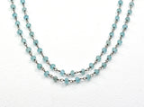 Blue Apatite Rosary Chain, 925 Sterling Silver, 3.5mm Faceted