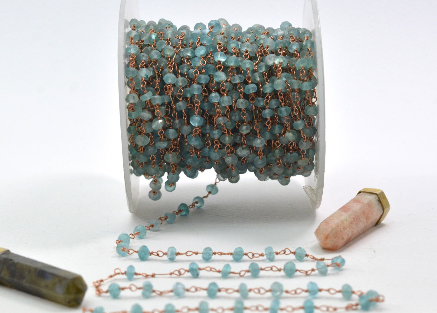 925 Silver Gold Rosary Chain with Stone - 3.50mm #2