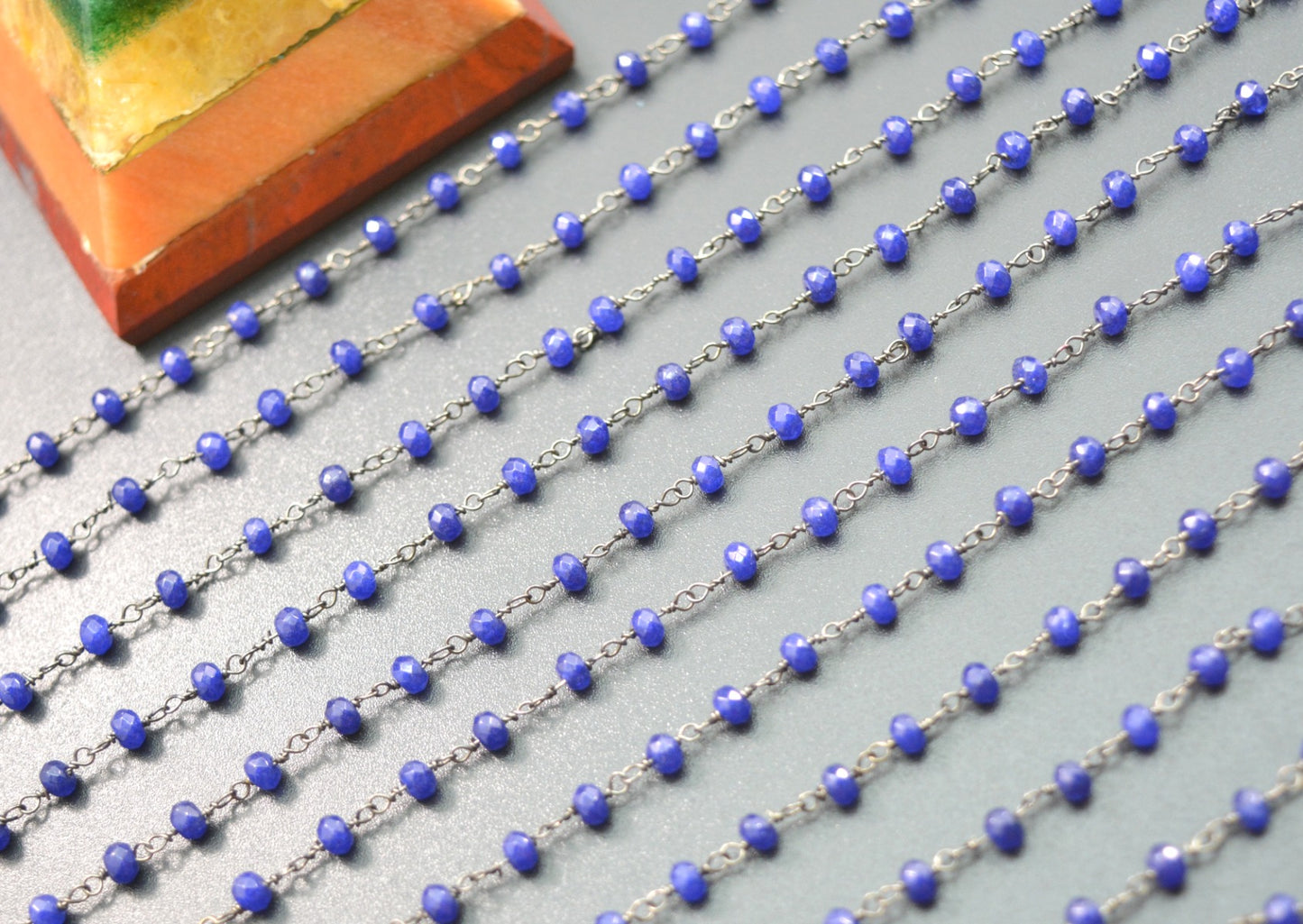 Vintage Rosary Chain - Chalcedony 925 Silver 3mm