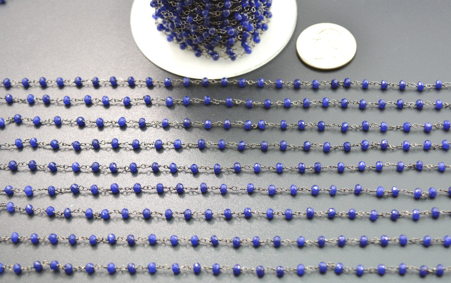 Vintage Rosary Chain - Chalcedony 925 Silver 3mm