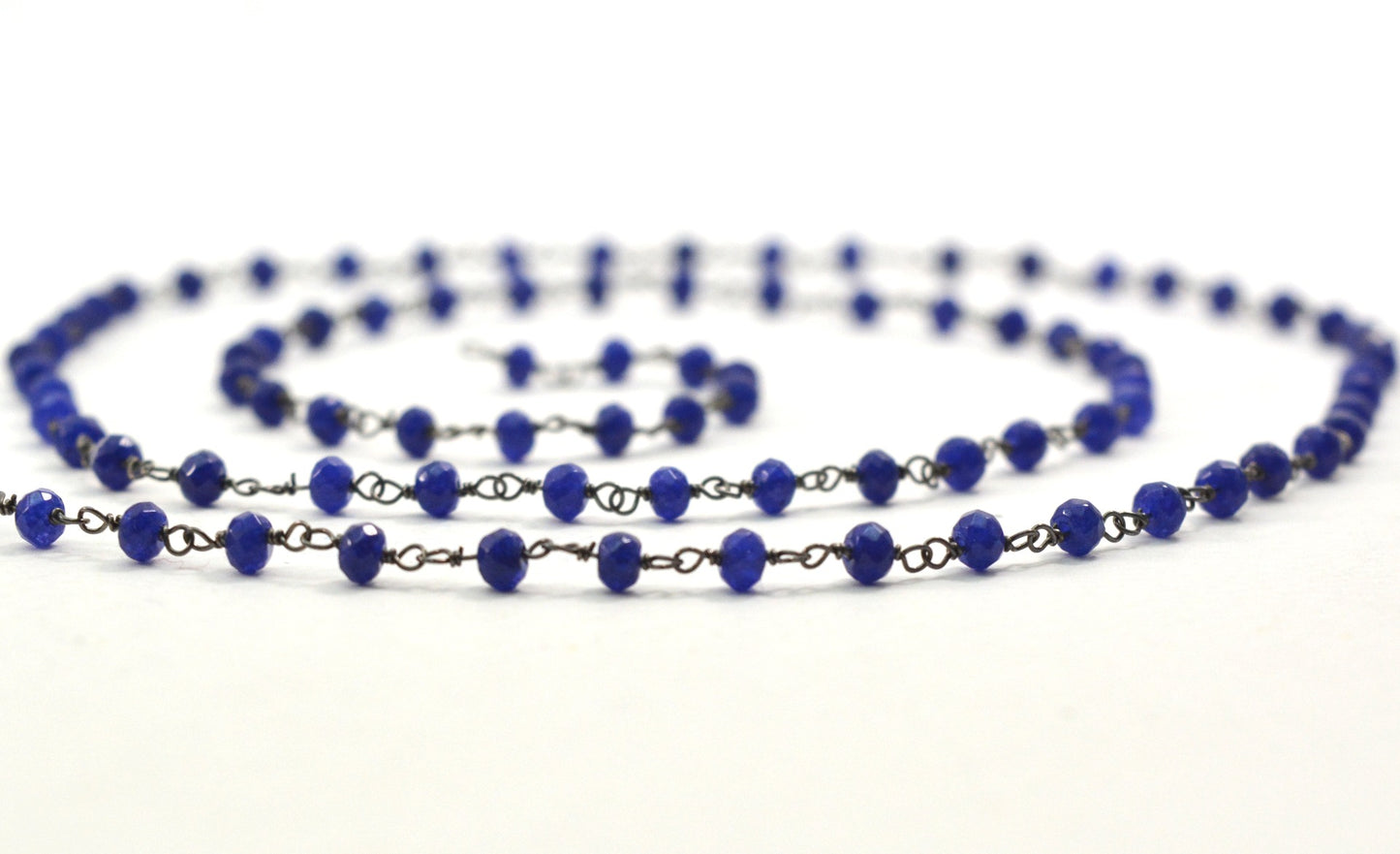 Vintage Rosary Chain - Chalcedony 925 Silver 3mm