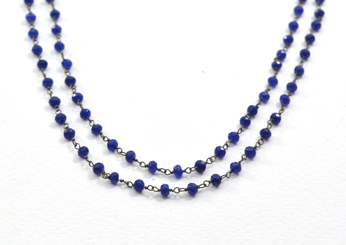 Vintage Rosary Chain - Chalcedony 925 Silver 3mm