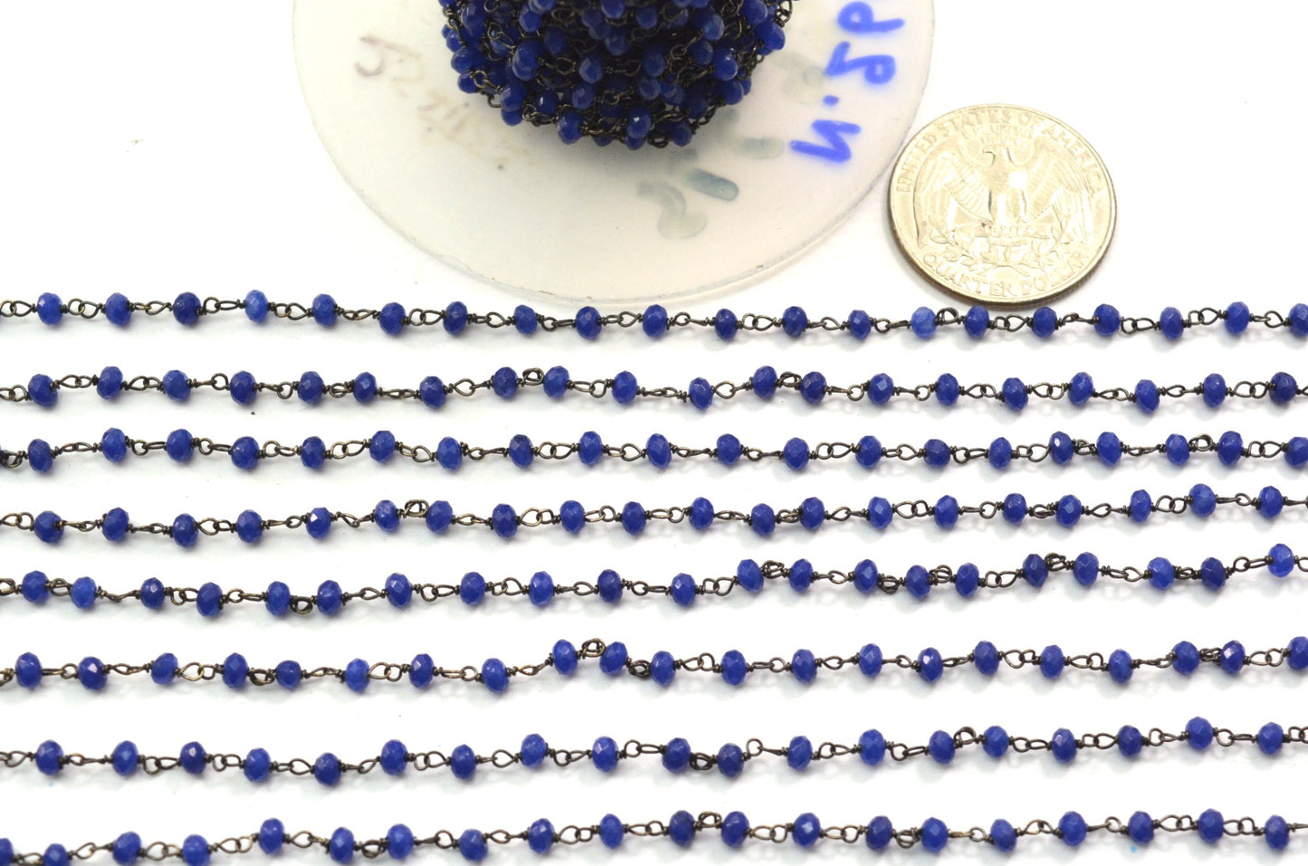 Stunning 925 Silver Gold Rosary Chain - Chalcedony 3mm