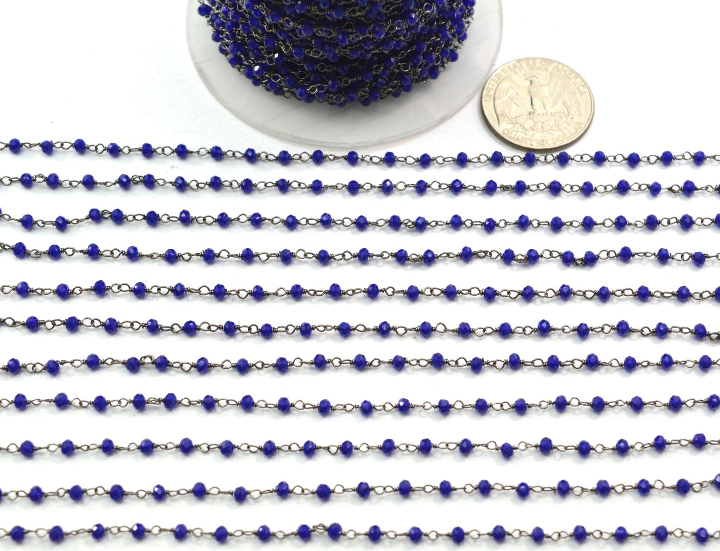 Gorgeous Rosary Chain - Chalcedony 925 Gold Silver 3mm