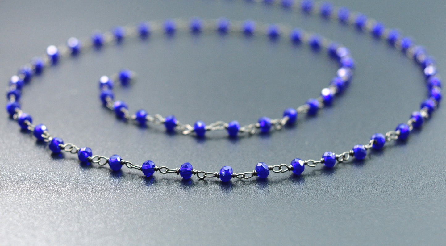 Gorgeous Rosary Chain - Chalcedony 925 Gold Silver 3mm