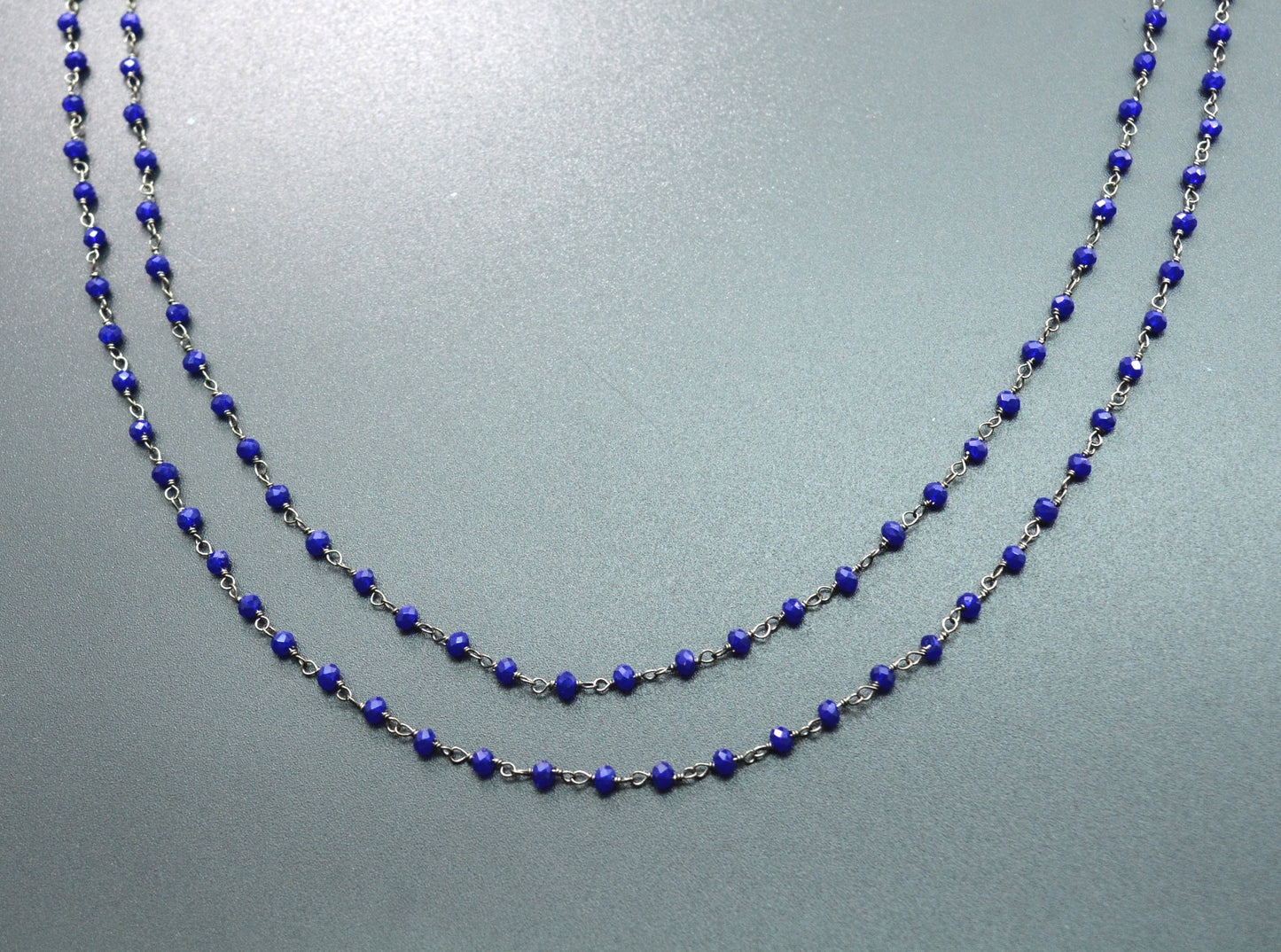 Gorgeous Rosary Chain - Chalcedony 925 Gold Silver 3mm