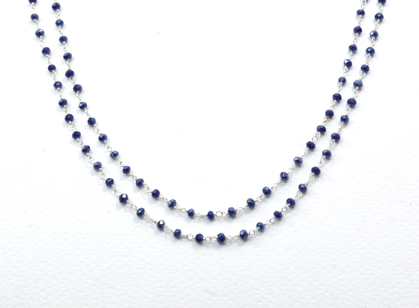 Trendy Chalcedony Rosary Chain in 925 Silver Gold - 3mm