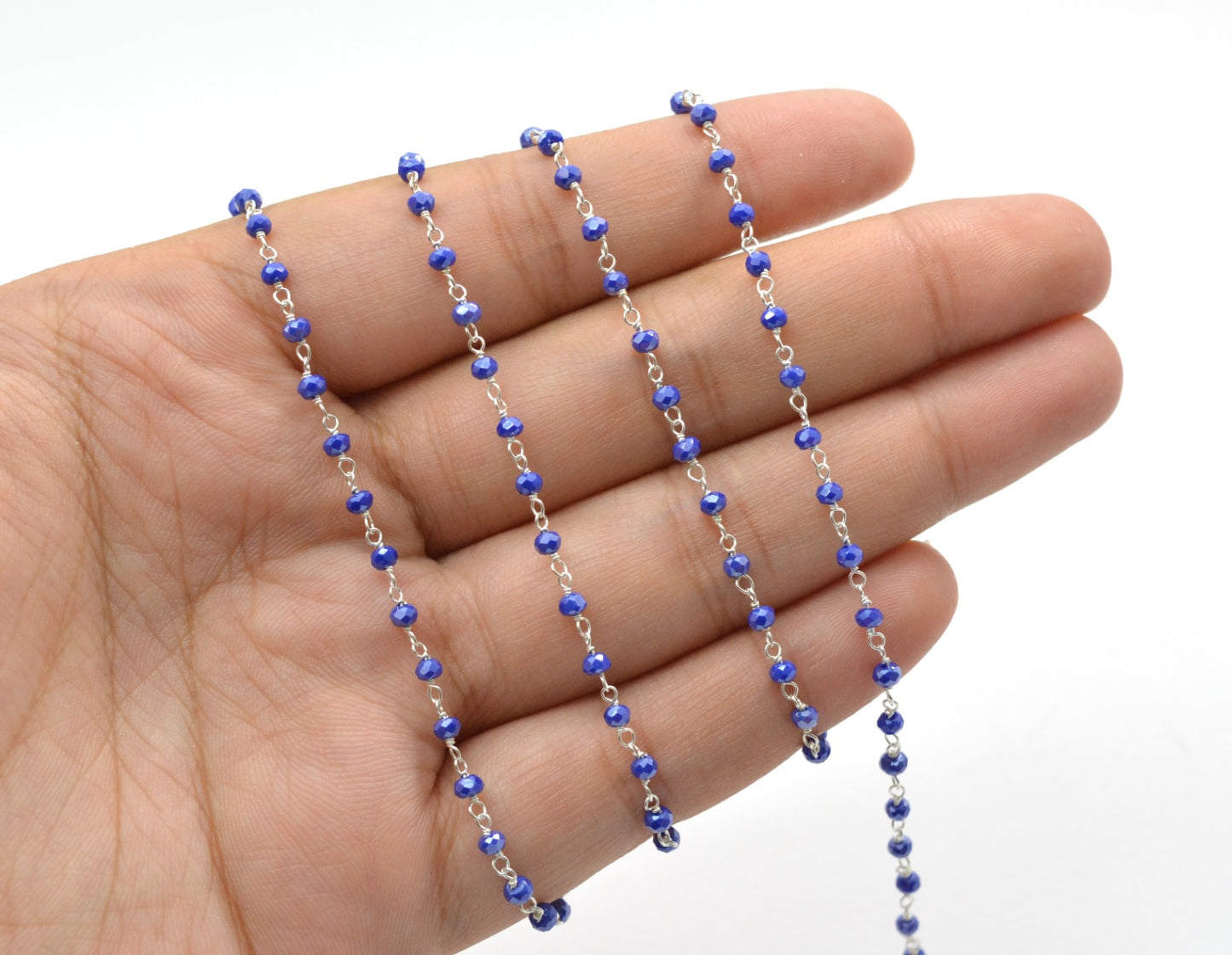 Chalcedony Rosary Chain - 925 Silver Gold, 3mm #2