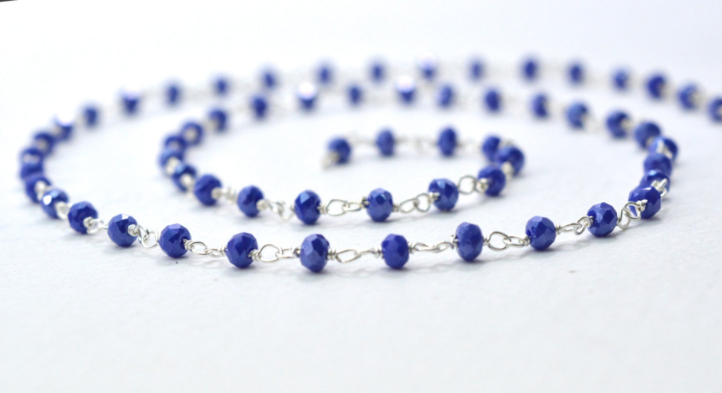 Chalcedony Rosary Chain - 925 Silver Gold, 3mm #2