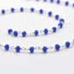 Vintage 925 Silver Gold Rosary Chain - Chalcedony 3mm