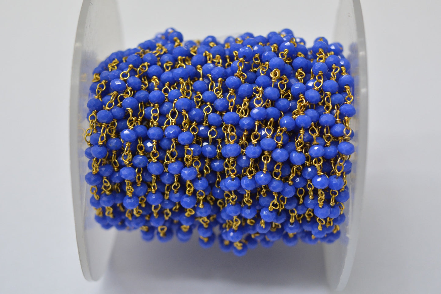 Vintage 925 Silver Gold Rosary Chain - Chalcedony 3mm