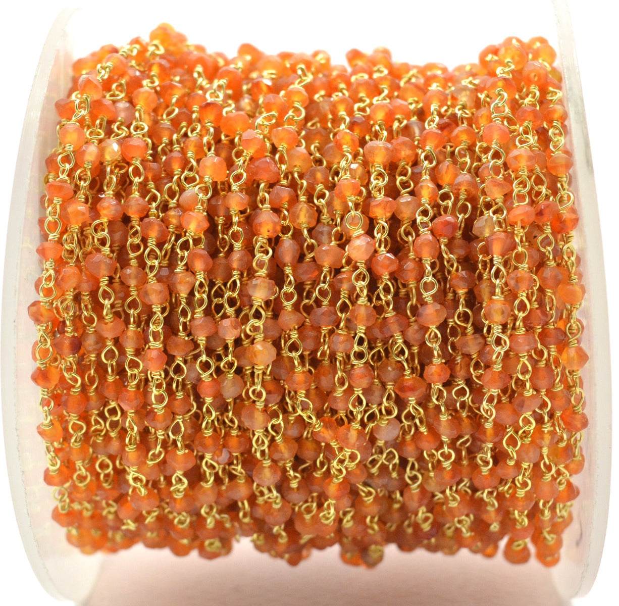 Stone Rosary Chain - 925 Silver Gold, 3mm