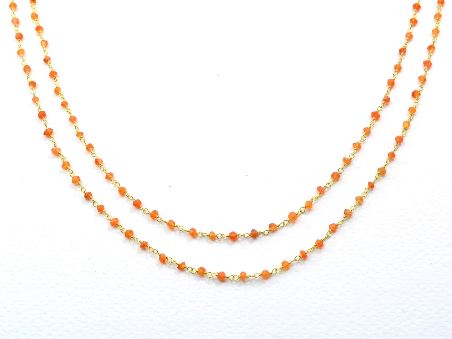 Stone Rosary Chain - 925 Silver Gold, 3mm