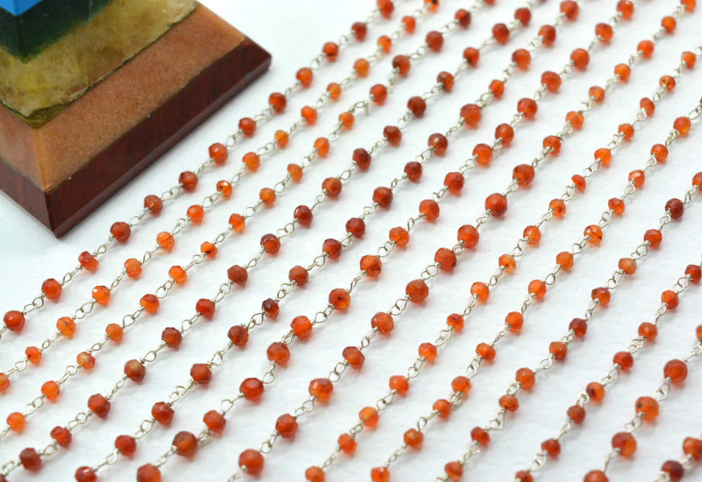 Radiant Stone Rosary Chain in 925 Gold Silver - 3mm