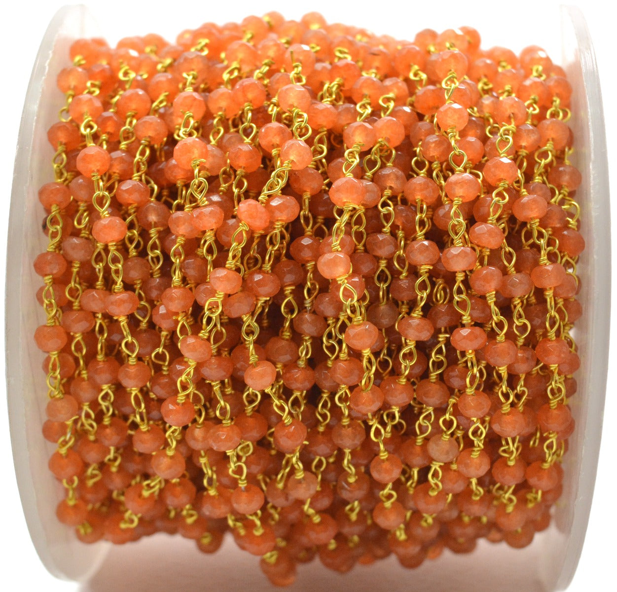 925 Silver Gold Rosary Chain with Jade - 3mm