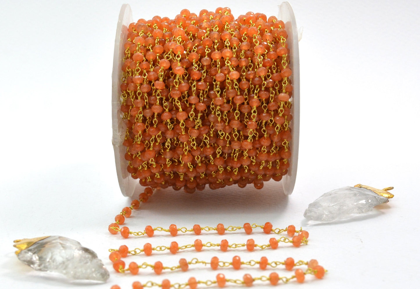 925 Silver Gold Rosary Chain with Jade - 3mm