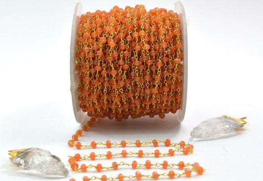 925 Silver Gold Rosary Chain with Jade - 3mm