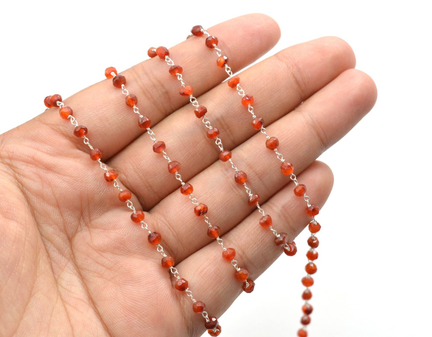 Artisan Stone Rosary Chain in 925 Gold Silver - 3.50mm