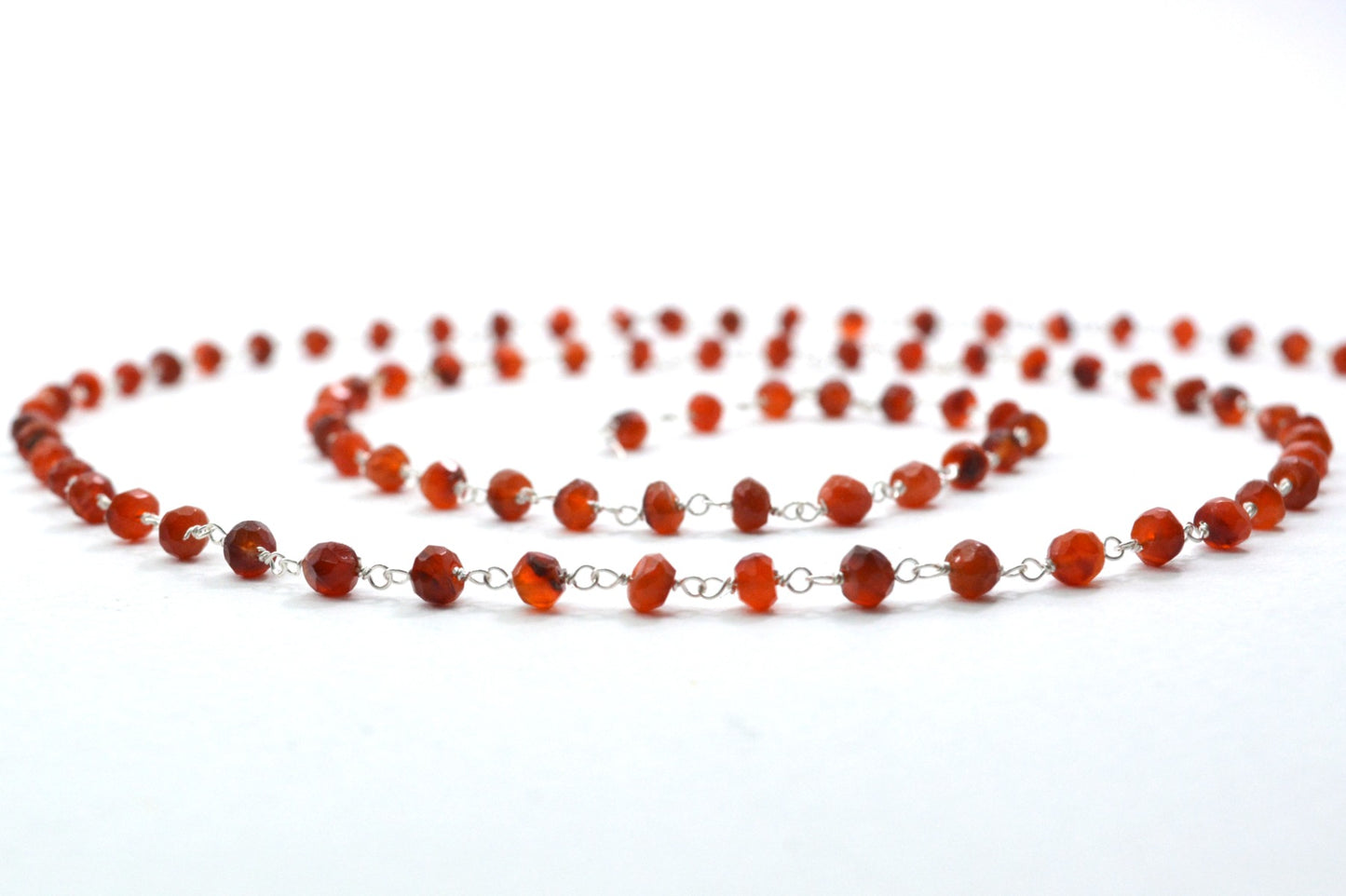 Artisan Stone Rosary Chain in 925 Gold Silver - 3.50mm