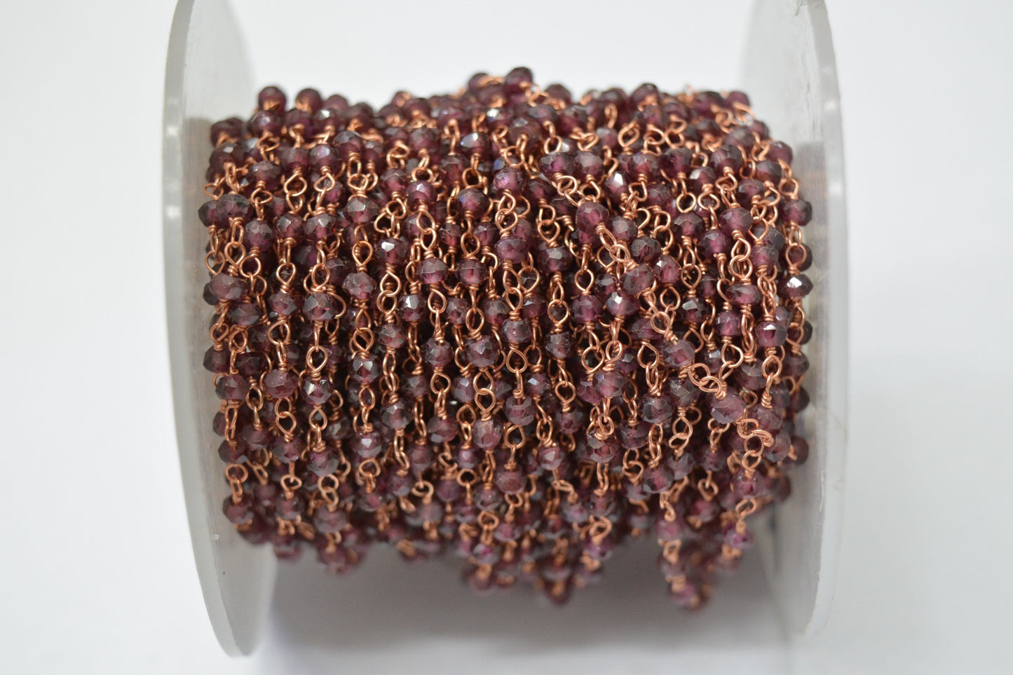 Vintage Garnet Rosary Chain in 925 Silver Gold - 3mm