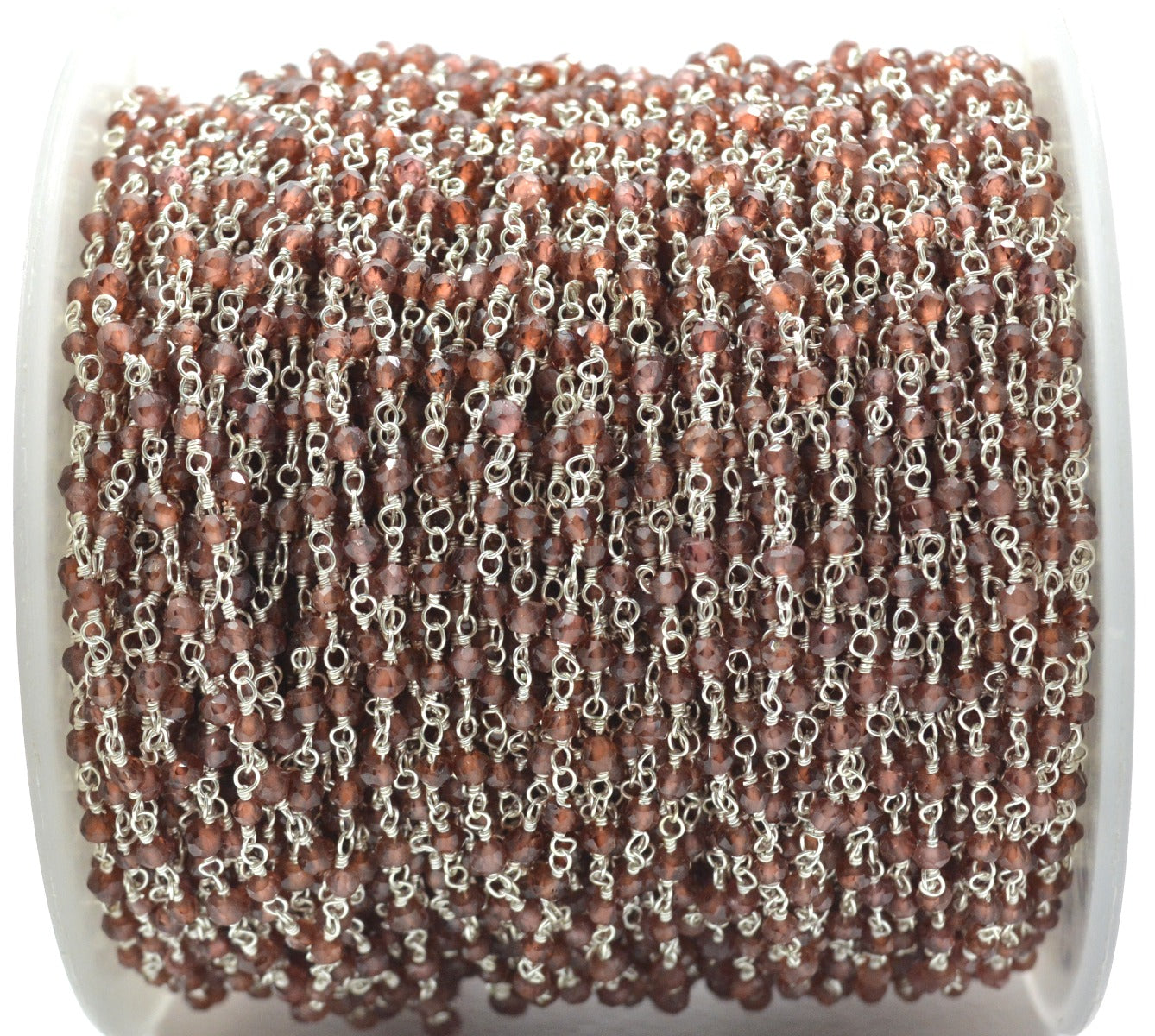 Gorgeous Rosary Chain - Garnet 925 Silver Gold 3mm