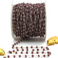 925 Silver Gold Rosary Chain with Garnet - 3mm