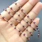 925 Silver Gold Rosary Chain with Garnet - 3mm